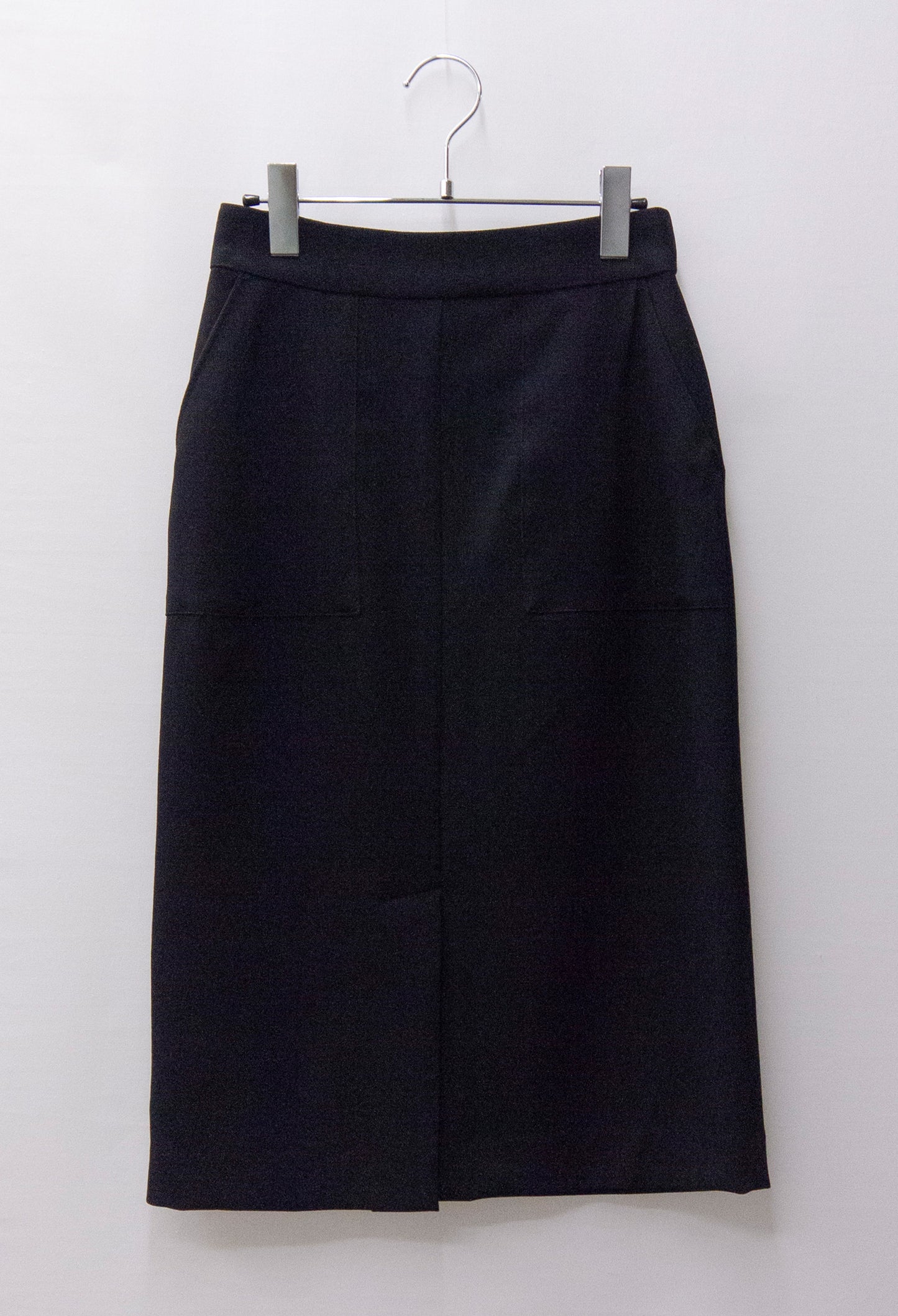 ウーステッドサージ両ポケット付きタイトスカート(681-1731)